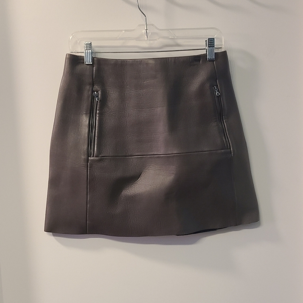 NEW Acne Studios Grey 100% Lamb Leather Mini Skirt - Captation Scuba